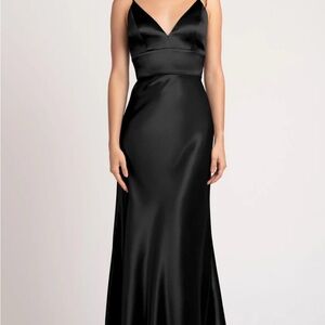 NWT Jenny Yoo Black Satin Gown